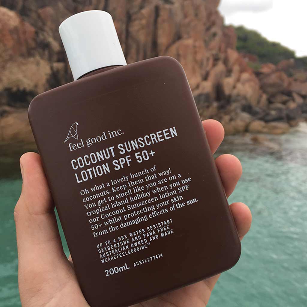 Shop Feel Good Coconut Sunscreen Lotion SPF 50+ Online - 200ml | Benny's Boardroom