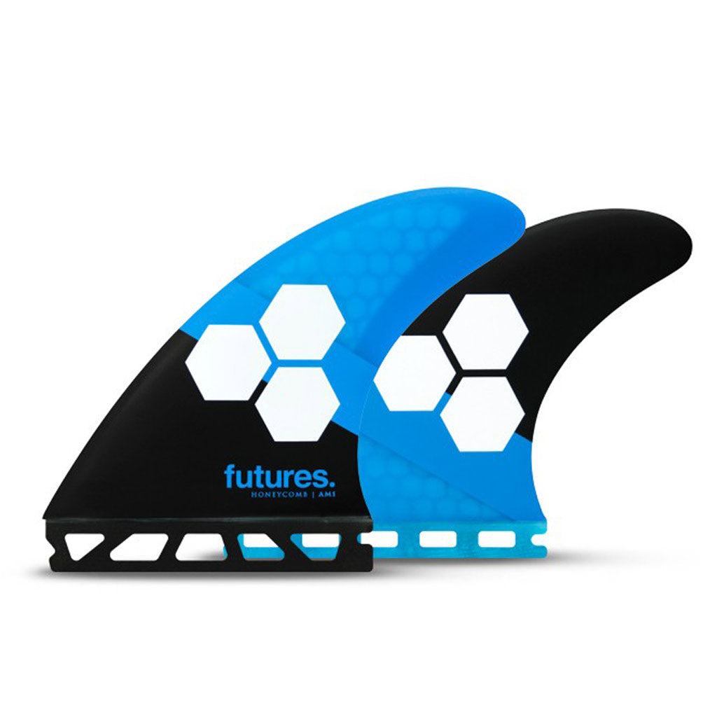 Shop Futures Fins AM1 Honeycomb MEDIUM Thruster Fin Set - Blue/Black | Benny's Boardroom